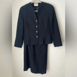 Vintage Pendleton Blazer Suit Set Women’s Small 100% Virgin Wool Black Gold